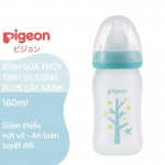 Bình sữa Pigeon Thủy tinh Silicon Plus Cây xanh 160 ml 
