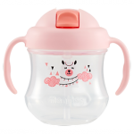 Bình Uống Nước Tay Cầm Có Ống Hút Màu Hồng Pigeon 150Ml