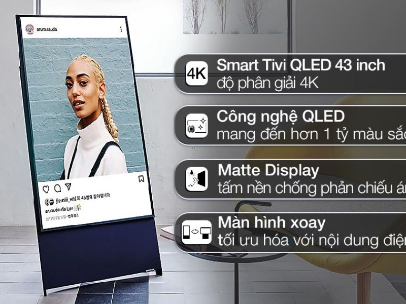 Smart Tivi Màn Hình Xoay The Sero QLED Samsung 4K 43 inch QA43LS05B