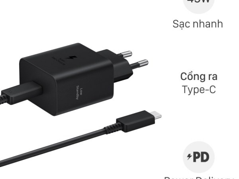 Củ sạc Samsung Type-C 45W kèm cáp C-C 5A 1.8M T4510