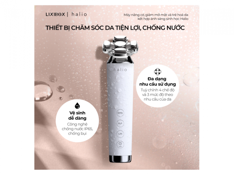 Máy Nâng Cơ, Giảm Mỡ Mặt & Trẻ Hoá Da kết hợp Ánh Sáng Sinh Học Halio RevitaWave Skin Rejuvenator