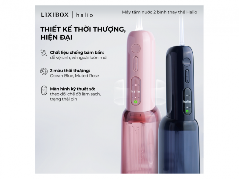 Máy Tăm Nước 2 Bình Thay Thế Halio UltraClean Express Hydro Floss Phiên Bản Nâng Cấp Dành Cho Răng Niềng - Ocean Blue