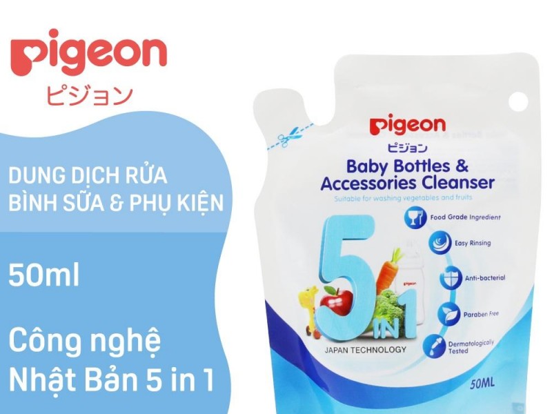 Nước Rửa Bình Sữa Và Phụ Kiện Pigeon Gốc Thực Vật 650ml