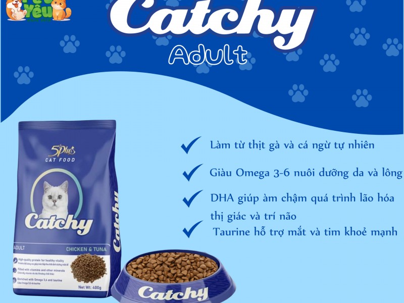 Thức ăn mèo Catchy vị gà và cá ngừ gói 1.2kg