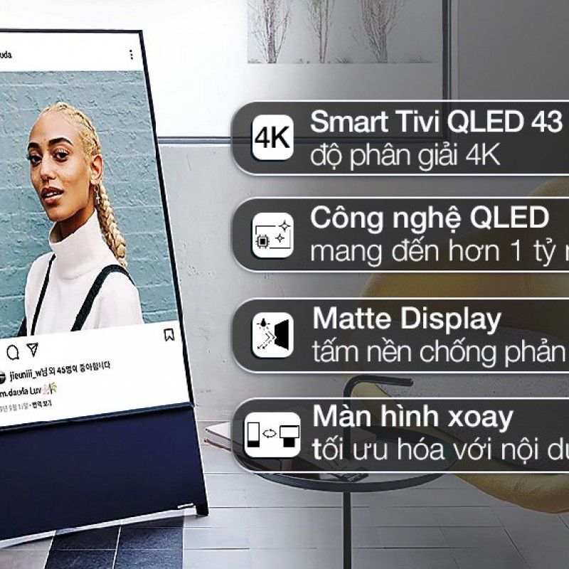 Smart Tivi Màn Hình Xoay The Sero QLED Samsung 4K 43 inch QA43LS05B