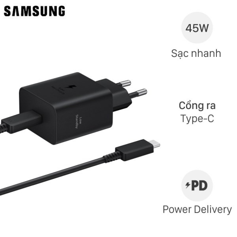 Củ sạc Samsung Type-C 45W kèm cáp C-C 5A 1.8M T4510