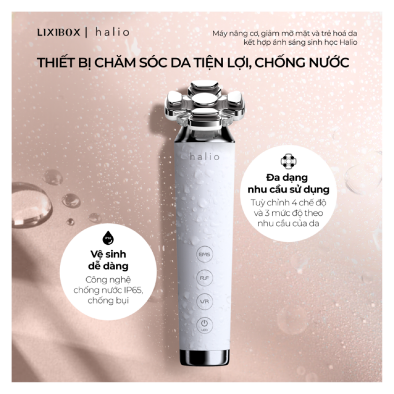 Máy Nâng Cơ, Giảm Mỡ Mặt & Trẻ Hoá Da kết hợp Ánh Sáng Sinh Học Halio RevitaWave Skin Rejuvenator