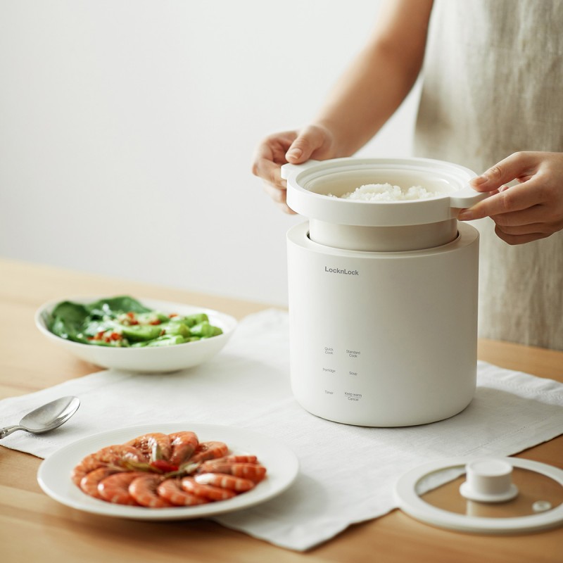 Nồi Cơm Điện Mini LocknLock Bianco Mini Rice Cooker 220V, 50Hz, 300W, 0.6L - Màu Ngà - EJR314IVY