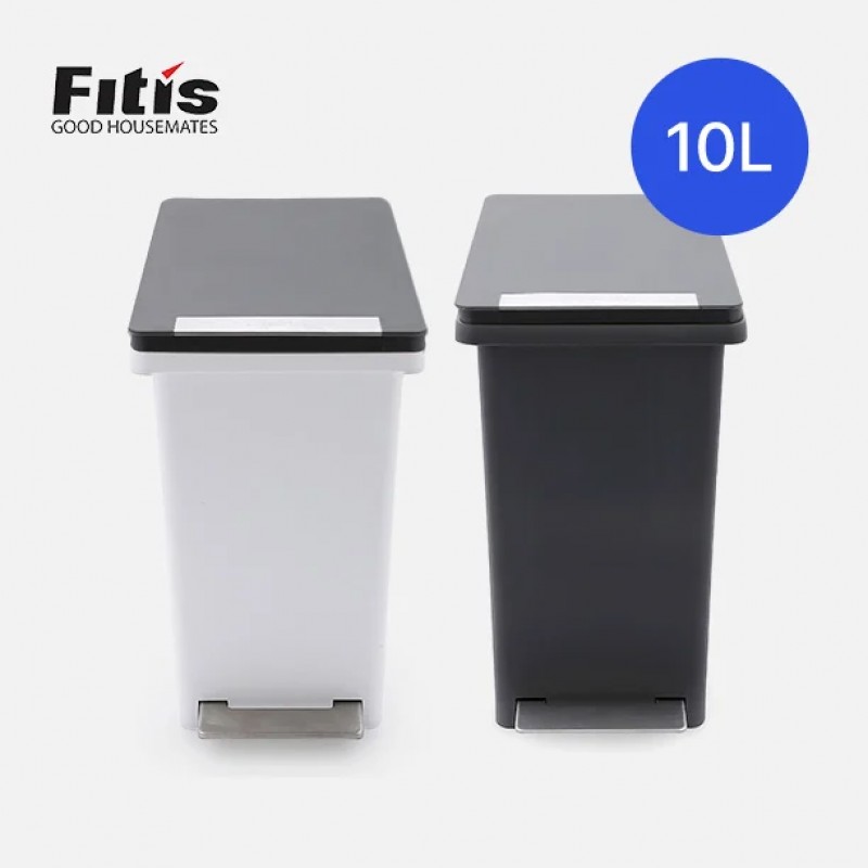Thùng Rác Nhựa Fitis Compact Bin 10L- 2 Màu (Xám Xám, Trắng Xám)