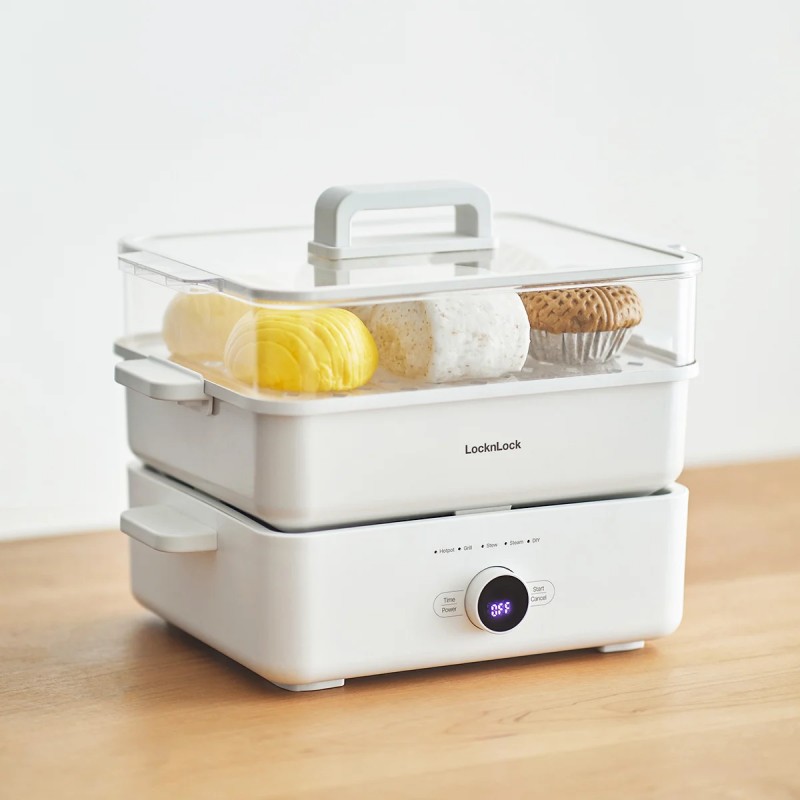 Nồi Lẩu Đa Năng Locknlock Bianco Electric Multicooker 4.5L, 220V, 50Hz, 1500W - Màu Ngà