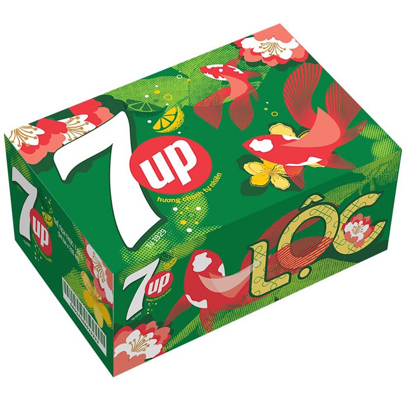 Thùng 24 Lon Nước Ngọt Có Gas 7Up (330ml / Lon)